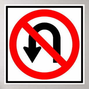 No U-Turn Highway Sign