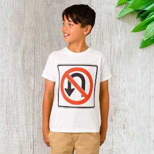 No U Turn Sign Boys T-Shirt
