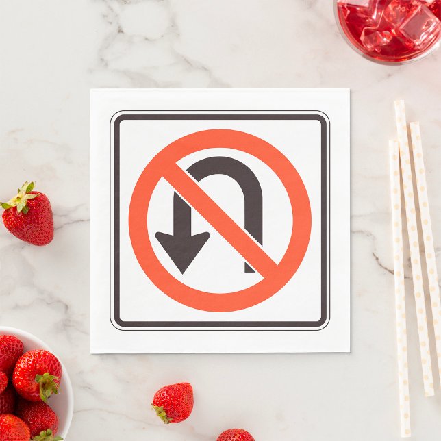 No U-Turn Sign Traffic Safety Road Symbol Napkin (Creator Uploaded)