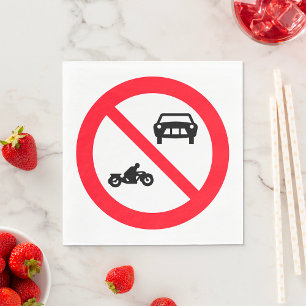 No Vehicles Road Sign Napkin