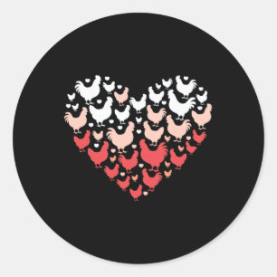 No Visible Text Detected Chicken Lover Heart Farme Classic Round Sticker