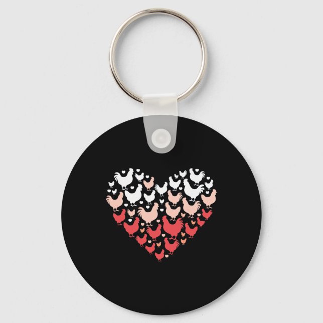 No Visible Text Detected Chicken Lover Heart Farme Keychain (Front)