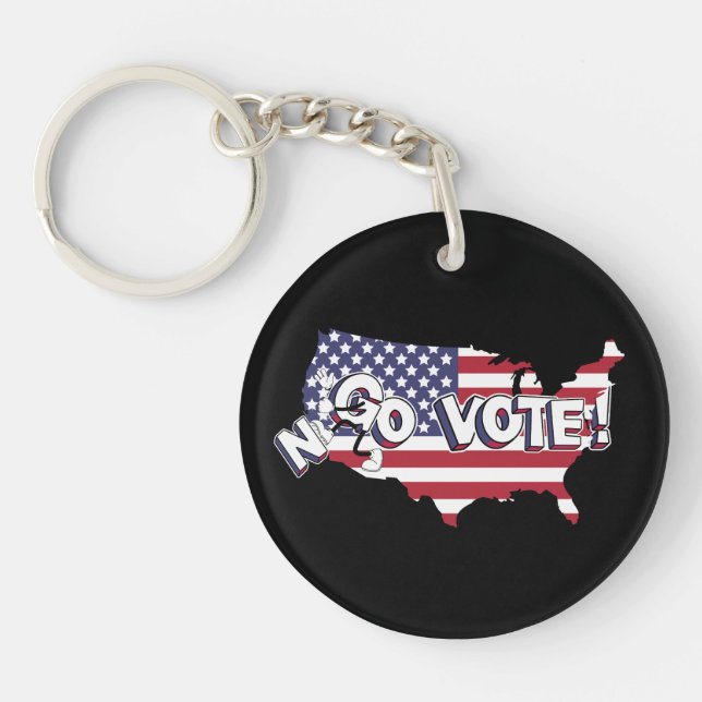 No Vote, Go Vote, US election Keychain (Front)