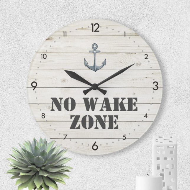 No Wake Zone Nautical Clock | Watercolor Anchor (Creator Uploaded)