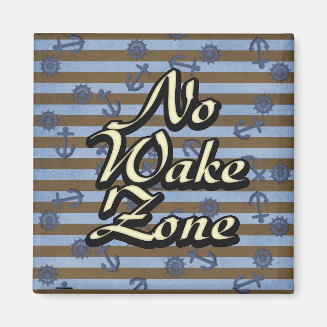 No Wake Zone Nautical Ship Anchors And Wheels Magnet (Front)