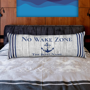 No Wake Zone Navy Anchor Rope Nautical Body Pillow