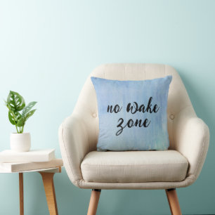 No Wake Zone On Watercolor Abstract Throw Pillow