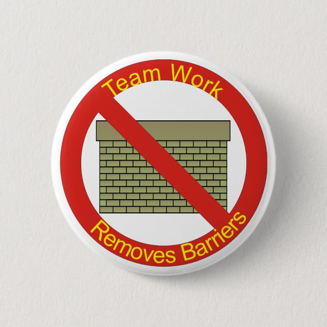 No WallsTeamwork Removes Barriers 2 Inch Round Button (Front)