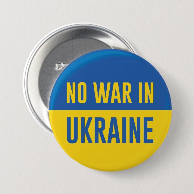 No War In Ukraine 3 Inch Round Button (Front & Back)