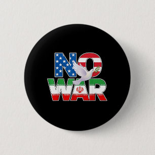 No War Vintage Dove Iran USA Flag 2 Inch Round Button
