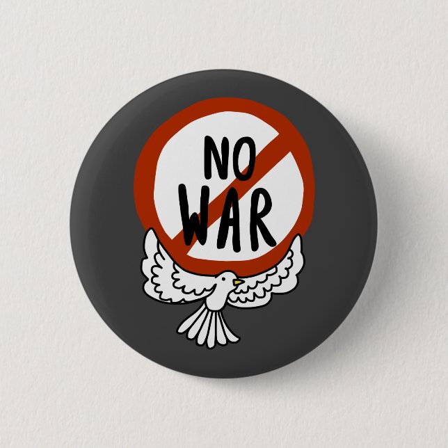 No War With Dove 2 Inch Round Button (Front)