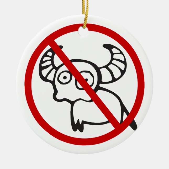 NO Water Buffalo ⚠ Funny Asian Thai Sign ⚠ Ceramic Ornament (Front)
