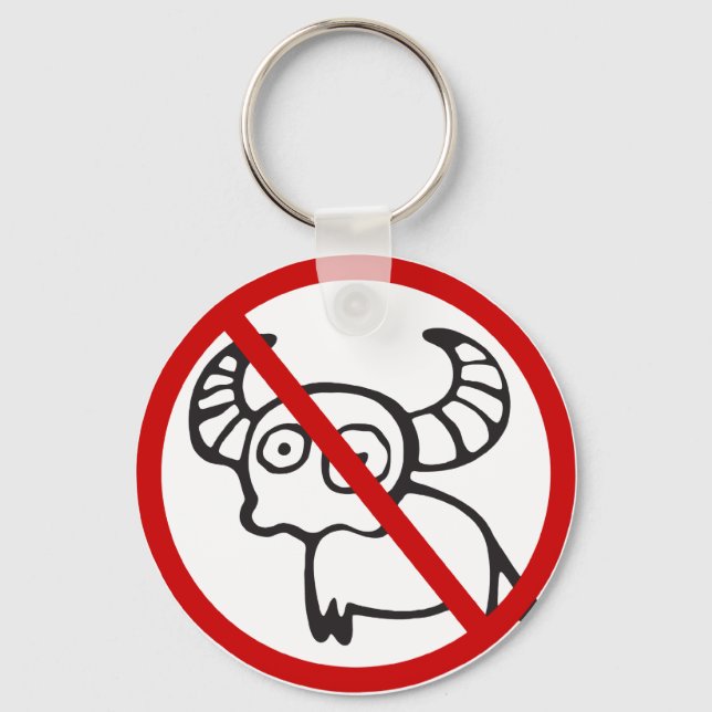 NO Water Buffalo ⚠ Funny Asian Thai Sign ⚠ Keychain (Front)