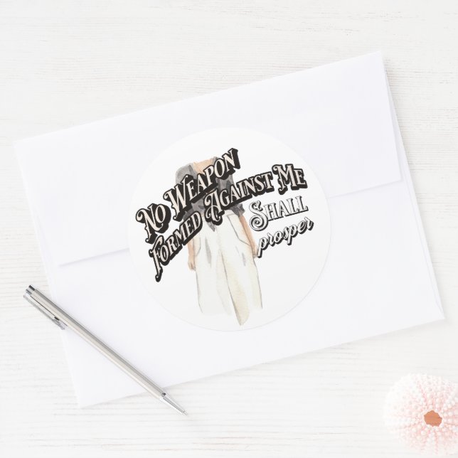 No Weapon Formed Against Me Shall Prosper Classic Round Sticker (Envelope)