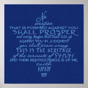 No Weapon Star of David Blue on Blue Poster