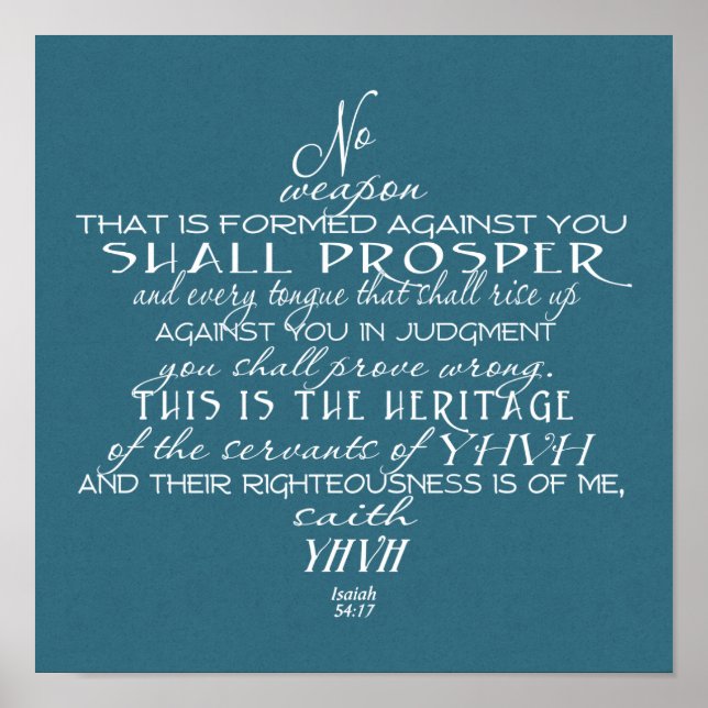 No Weapon Star of David Teal Poster (Front)