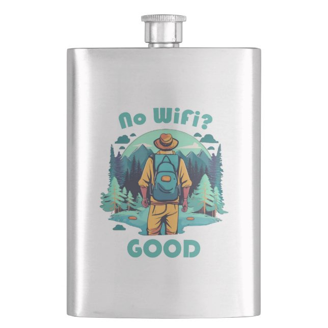 No Wifi Good Backpacker Hip Flask (Front)