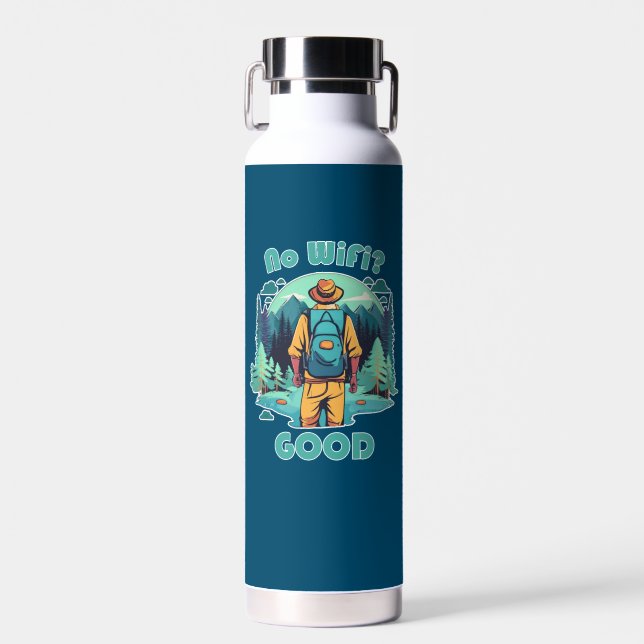 No Wifi Good Backpacker Water Bottle (Front)