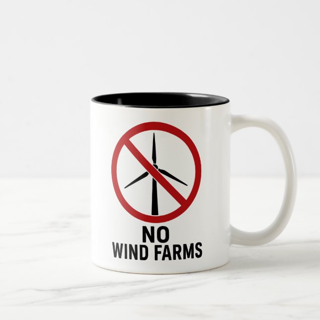 No Wind Farms - No Wind Turbines Two-Tone Coffee Mug (Right)