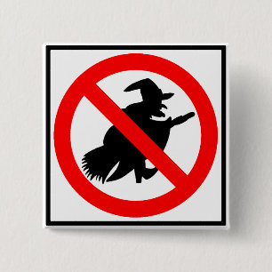 No Witches Highway Sign 2 Inch Square Button
