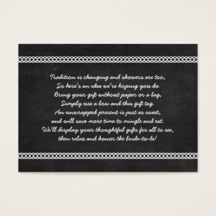 No wrap insert card and tag, baby or bridal shower