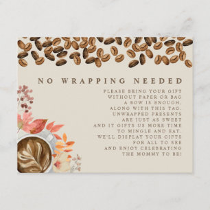 No Wrapping Needed Fall Coffee Baby Shower Enclosure Card