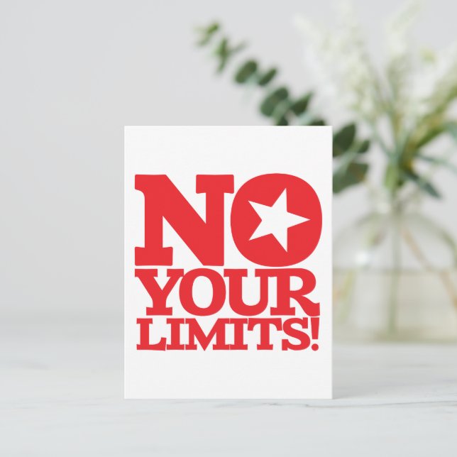 No Your Limits!  Red Text Vertical Postcard (Standing Front)