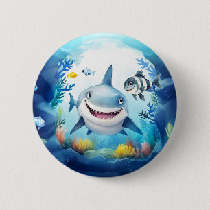 Noa the Shark and Casper, Her Best Fish Friend 2 Inch Round Button