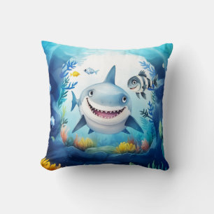 Noa the Shark and Casper, Her Best Fish Friend Throw Pillow