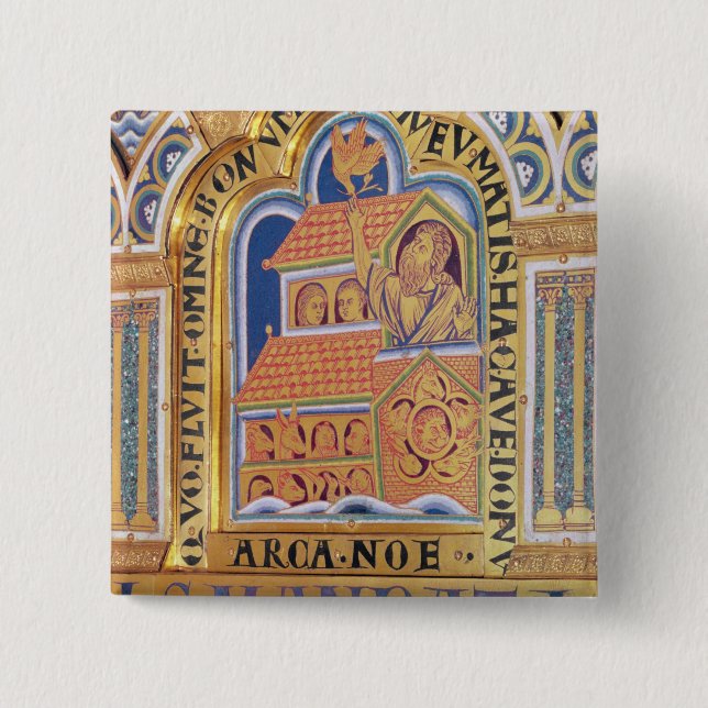 Noah and Ark, detail one of panels Verduner 2 Inch Square Button (Front)