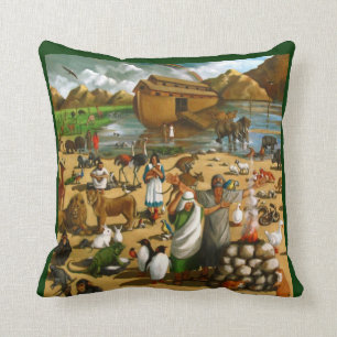 Noah and The Ark: Original Painting: Bible Throw Pillow