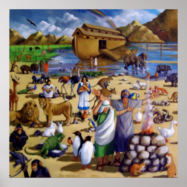 NOAH, ARK, ANIMALS AFTER FLOOD: ARTWORK PRINT (Front)