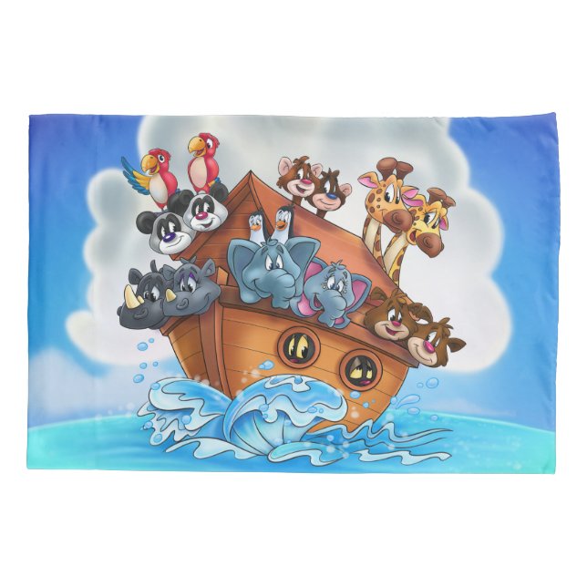 Noah Ark cartoon pillowcase for kids room (Back)