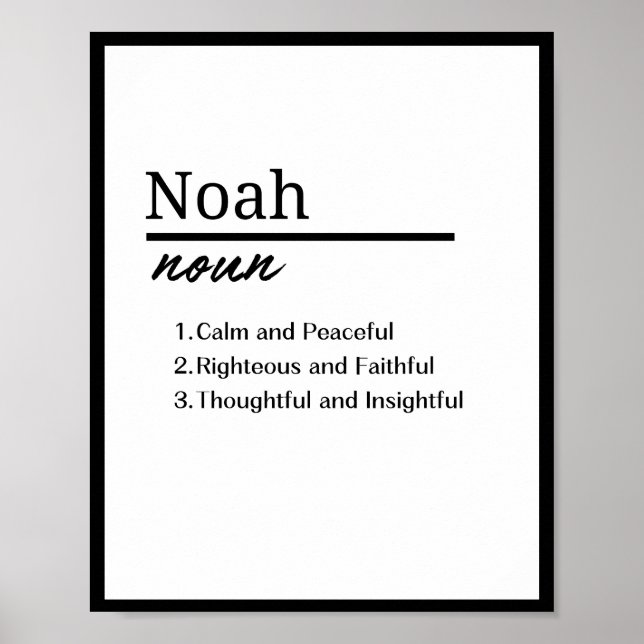 Noah, Boy Personalised Name Definition Poster (Front)