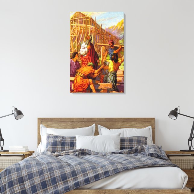 Noah Builds the Ark Genesis 6 Canvas Print (Insitu(Bedroom))