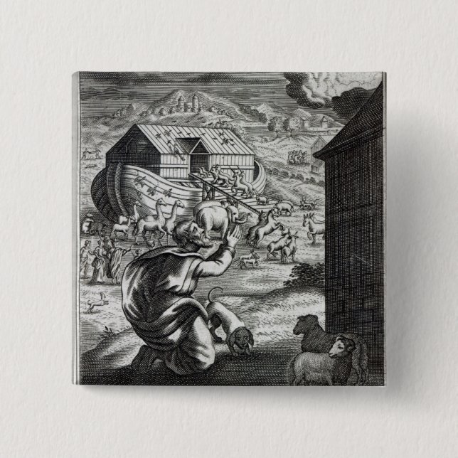 Noah entreth the Ark 2 Inch Square Button (Front)