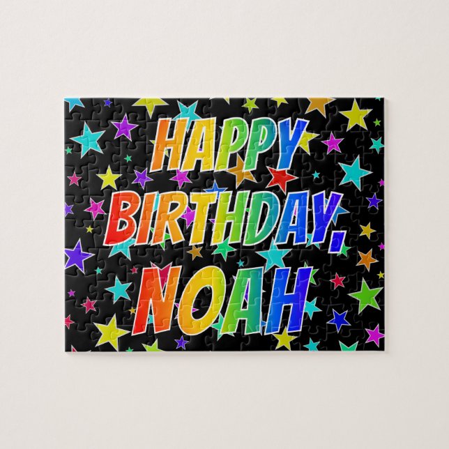 "NOAH" First Name, Fun "HAPPY BIRTHDAY" Jigsaw Puzzle (Horizontal)