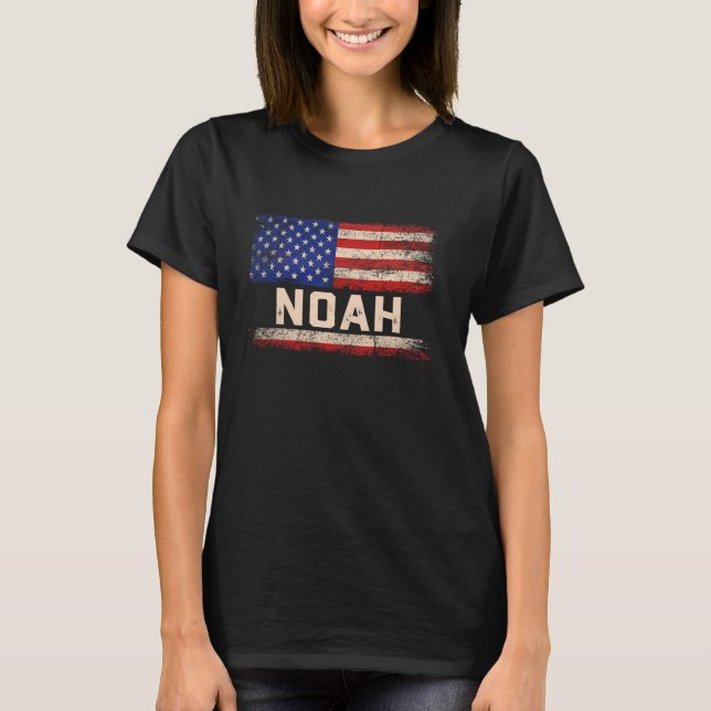 Noah First Name Shirt Noah Name American Flag (Front)