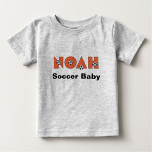 Noah in Soccer Orange Baby T-Shirt