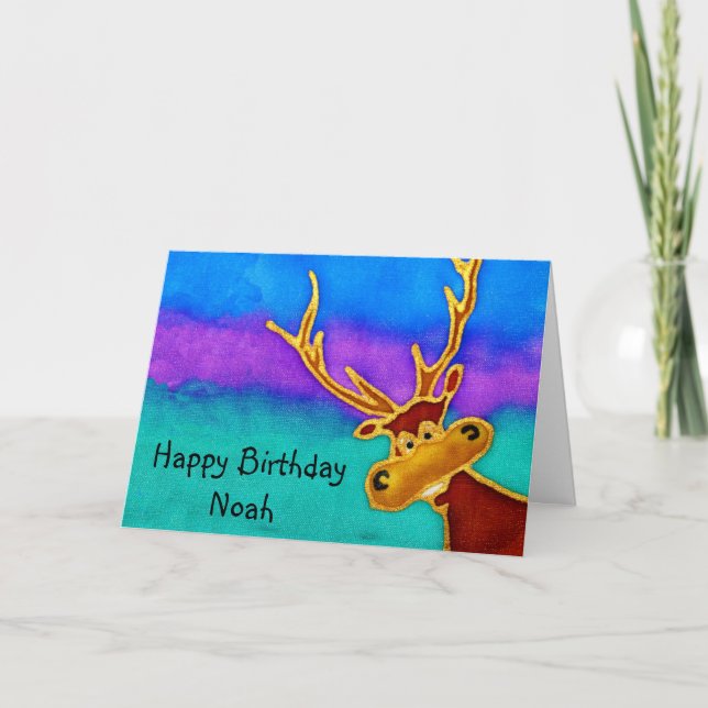 Noah, Joyeux Anniversaire stupide carte de cerf (Devant)