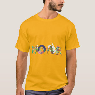 NOAH Name Art With Flowers Embroidered T-Shirt