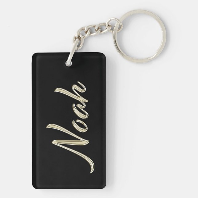Noah Name whitegold key trailer Keychain (Back)