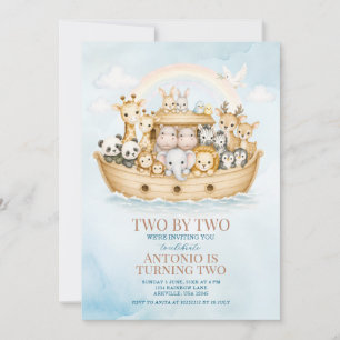 Noah’s Ark 2nd Birthday Invitation Boy