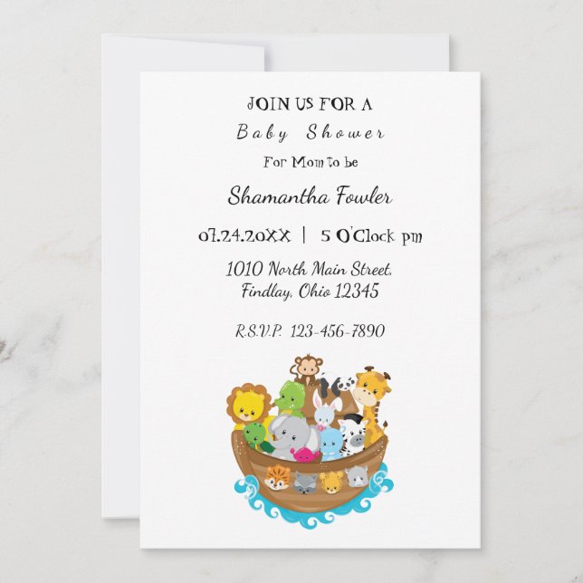 Noah´s Ark Baby Shower Invitation (Front)