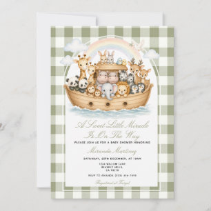 Noah’s Ark Baby Shower Sage Green Invitation