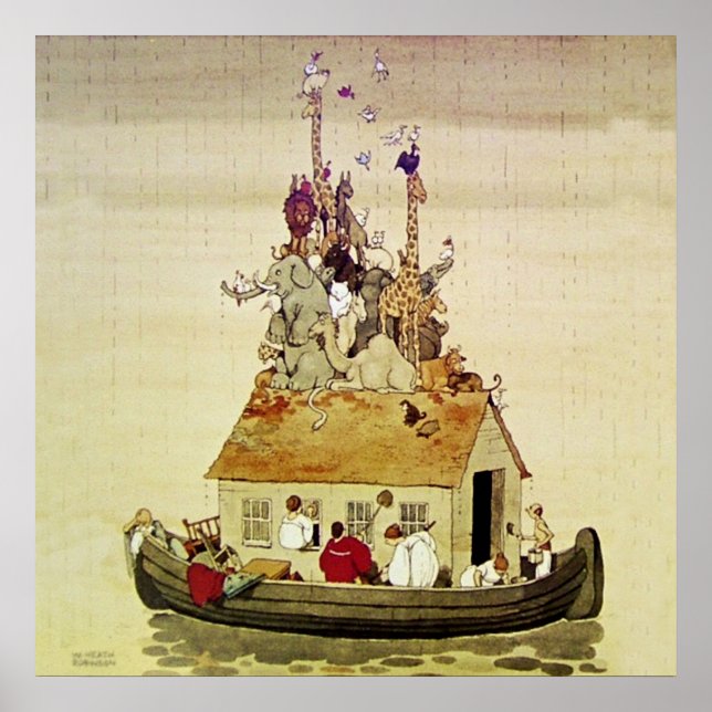 “Noah’s Ark” by W Heath Robinson Poster (Front)