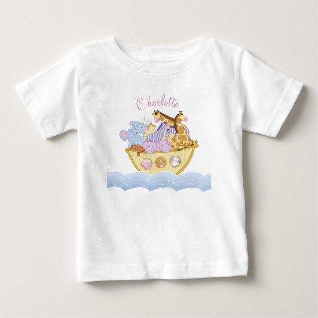 Noah’s Ark personalized name Baby Bodysuit (Front)