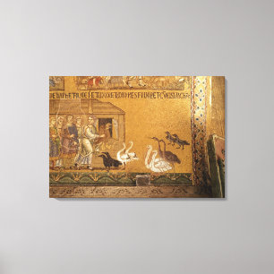 Noah taking the Animals into the Ark, mosaic in th Canvas Print