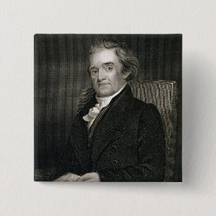 Noah Webster (1758-1843) engraved by Frederick W. 2 Inch Square Button