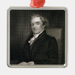 Noah Webster (1758-1843) engraved by Frederick W. Metal Ornament